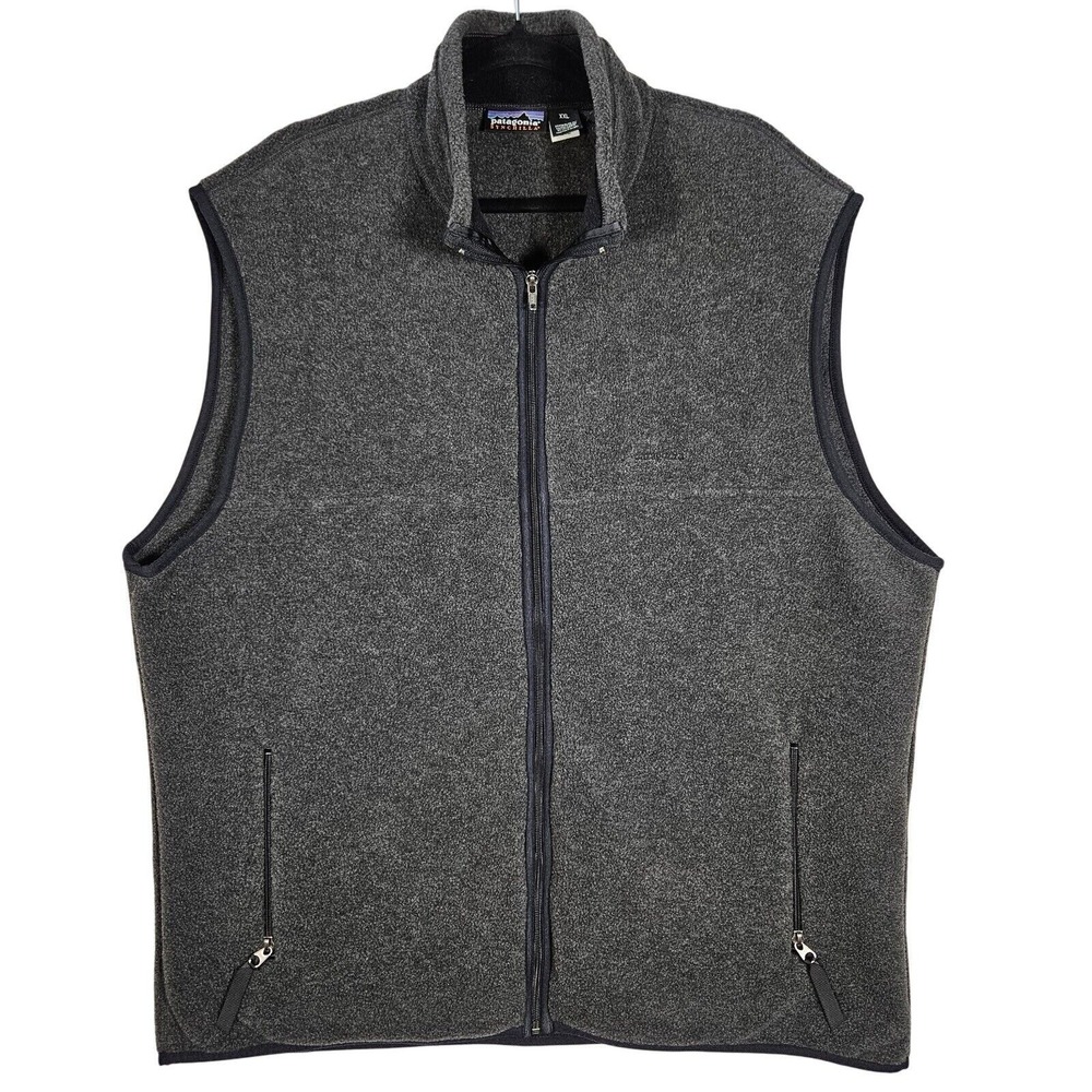 Patagonia Vest Men's‎ XXL Grey Synchilla Fleece Jacket Full Zip Pockets Preppy